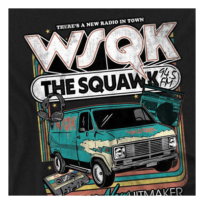 Black - Side - Stranger Things Unisex Adult WSQK The Squawk Retro T-Shirt