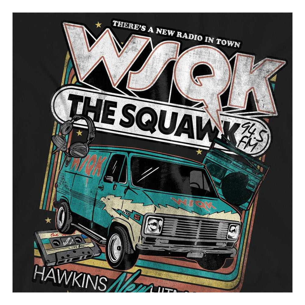 Black - Side - Stranger Things Womens-Ladies WSQK The Squawk Retro T-Shirt