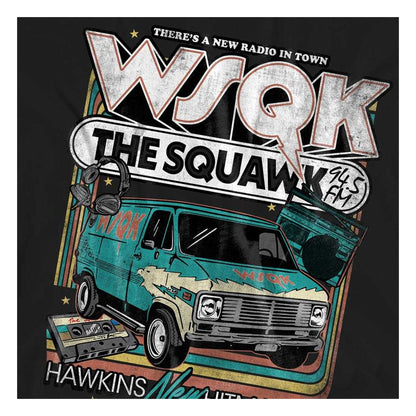 Black - Side - Stranger Things Womens-Ladies WSQK The Squawk Retro T-Shirt
