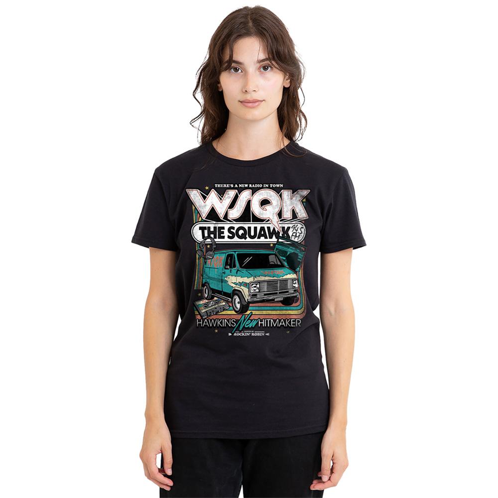 Black - Lifestyle - Stranger Things Womens-Ladies WSQK The Squawk Retro T-Shirt
