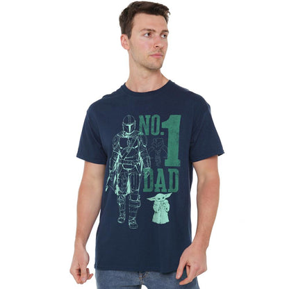 Navy - Back - Star Wars: The Mandalorian Mens No. 1 Dad Mando T-Shirt