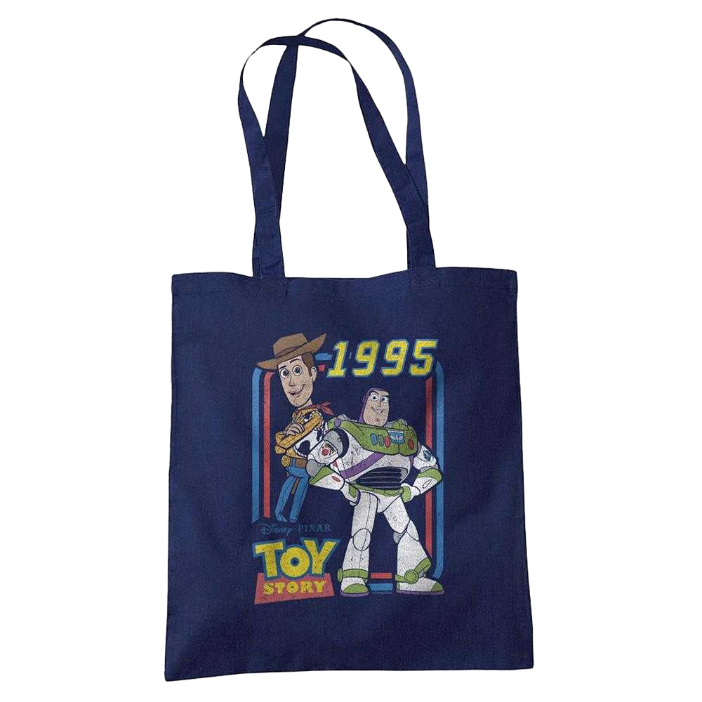 Navy - Front - Toy Story 1995 Woody & Buzz Lightyear Tote Bag