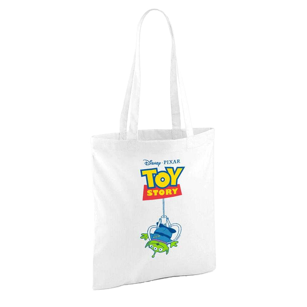 White - Back - Toy Story Claw Aliens Logo Tote Bag