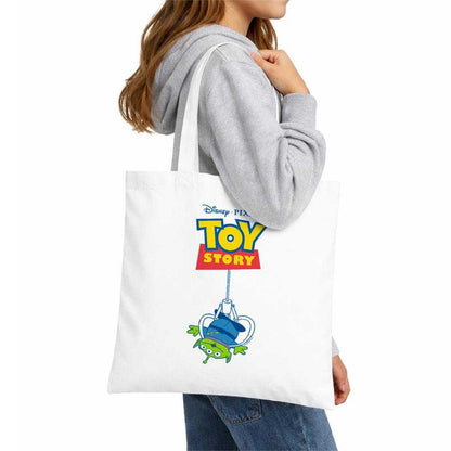 White - Lifestyle - Toy Story Claw Aliens Logo Tote Bag