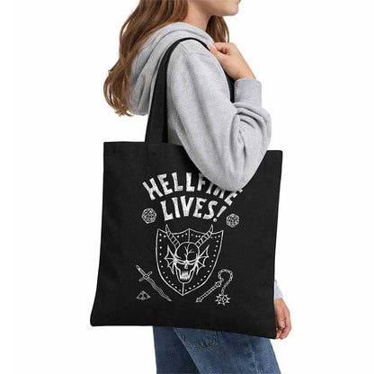 Black - Lifestyle - Stranger Things Hellfire Graduation Inverted Tote Bag