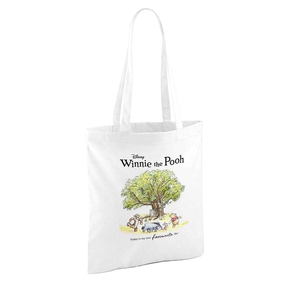 White - Back - Winnie the Pooh Today Is My New Favourite Day Poster Tote Bag