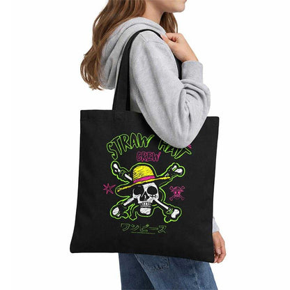 Black - Lifestyle - One Piece Skull And Cross Bones Sketch Tote Bag