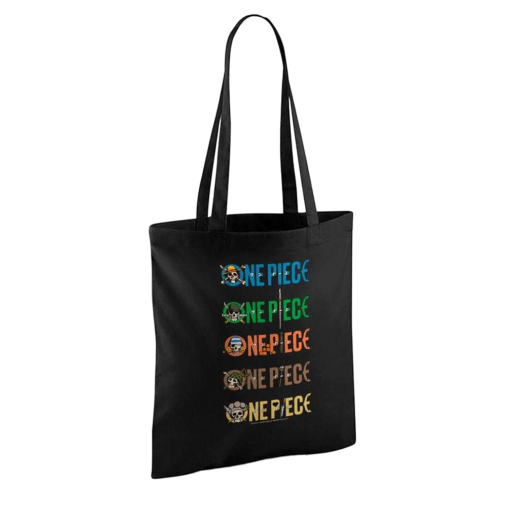Black - Back - One Piece Stacked Logo Reusable Tote Bag