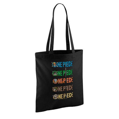 Black - Back - One Piece Stacked Logo Reusable Tote Bag