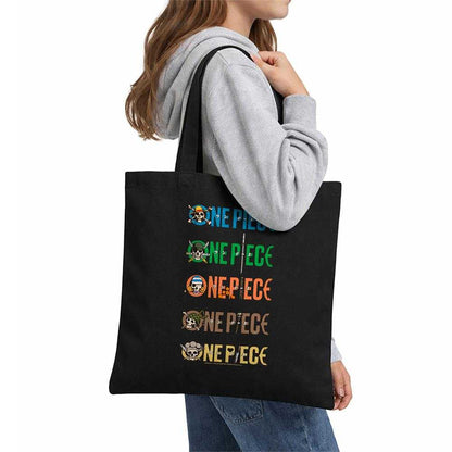 Black - Lifestyle - One Piece Stacked Logo Reusable Tote Bag