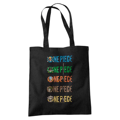 Black - Front - One Piece Stacked Logo Reusable Tote Bag