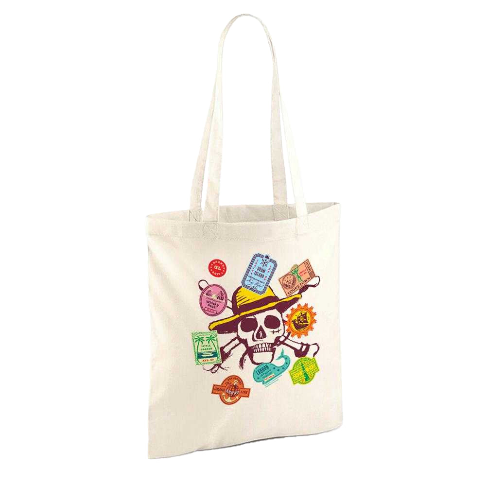 Natural - Back - One Piece Stickers Reusable Tote Bag