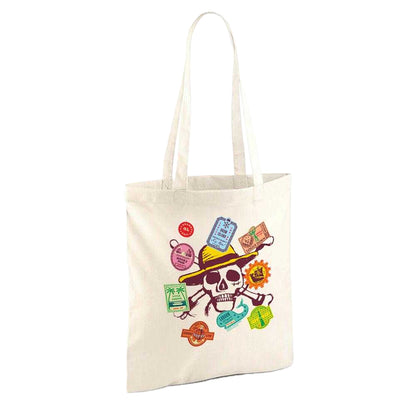 Natural - Back - One Piece Stickers Reusable Tote Bag