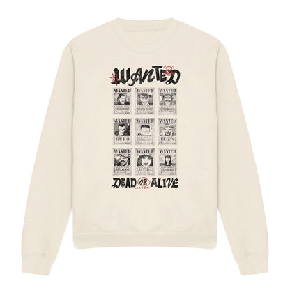 Natural - Front - One Piece Unisex Adult Wanted Dead Or Alive Poster Sweatshirt