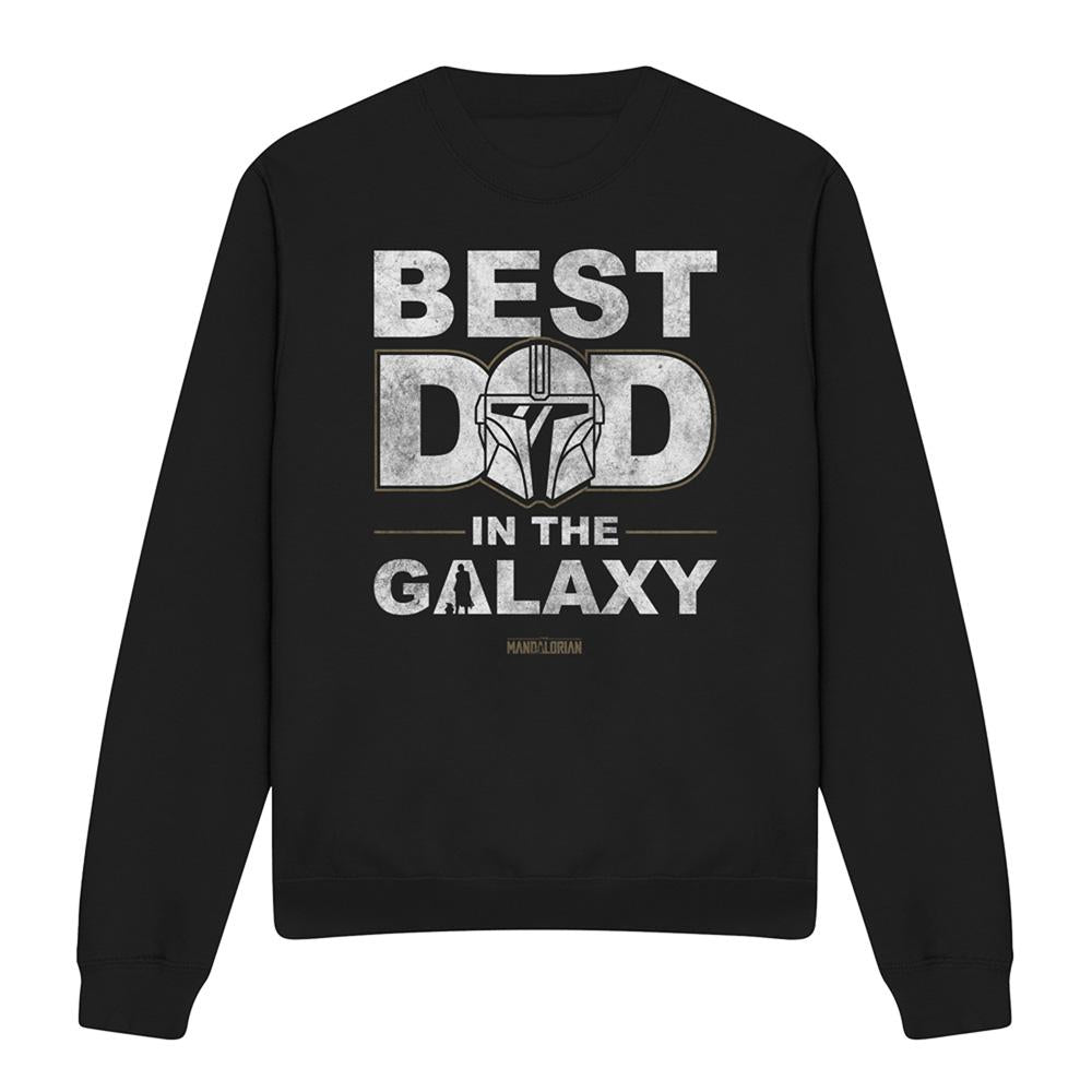 Black - Front - Star Wars: The Mandalorian Unisex Adult Best Dad In The Galaxy Sweatshirt
