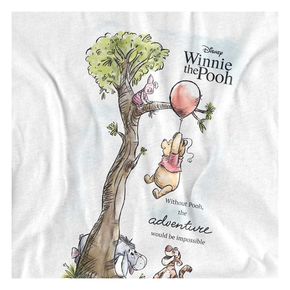 White - Side - Winnie the Pooh Unisex Adult Friends Balloon Poster T-Shirt
