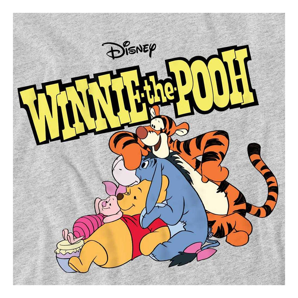 Athletic Heather - Side - Winnie the Pooh Unisex Adult Friends Retro Logo T-Shirt