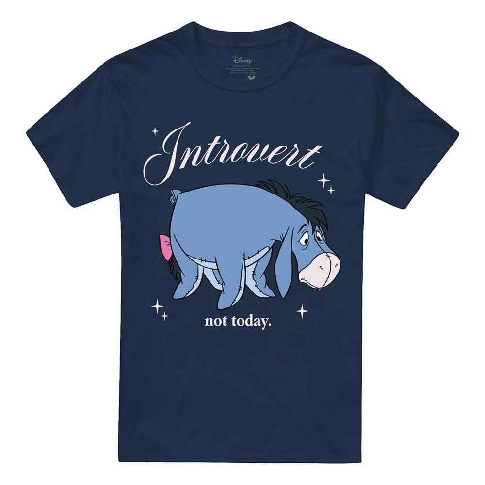 Deep Navy - Front - Winnie the Pooh Unisex Adult Introvert Eeyore T-Shirt