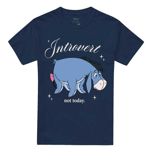 Deep Navy - Front - Winnie the Pooh Unisex Adult Introvert Eeyore T-Shirt
