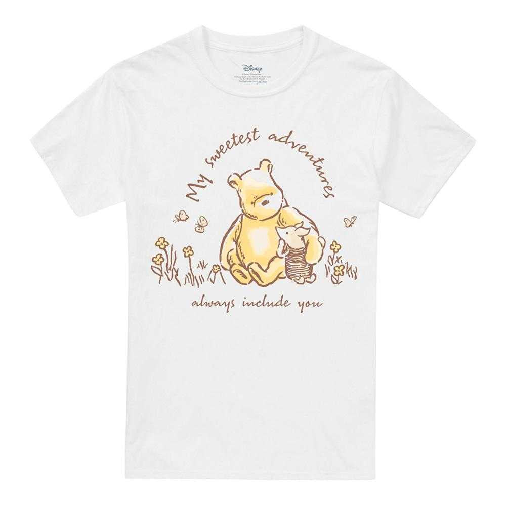 White - Front - Winnie the Pooh Unisex Adult My Sweetest Adventures Piglet Classic T-Shirt