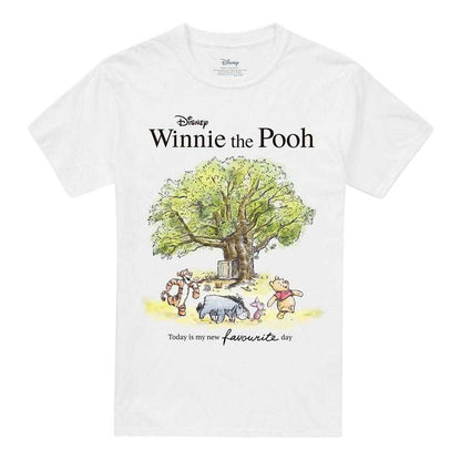 White - Front - Winnie the Pooh Unisex Adult Today Is My New Favourite Day Poster T-Shirt