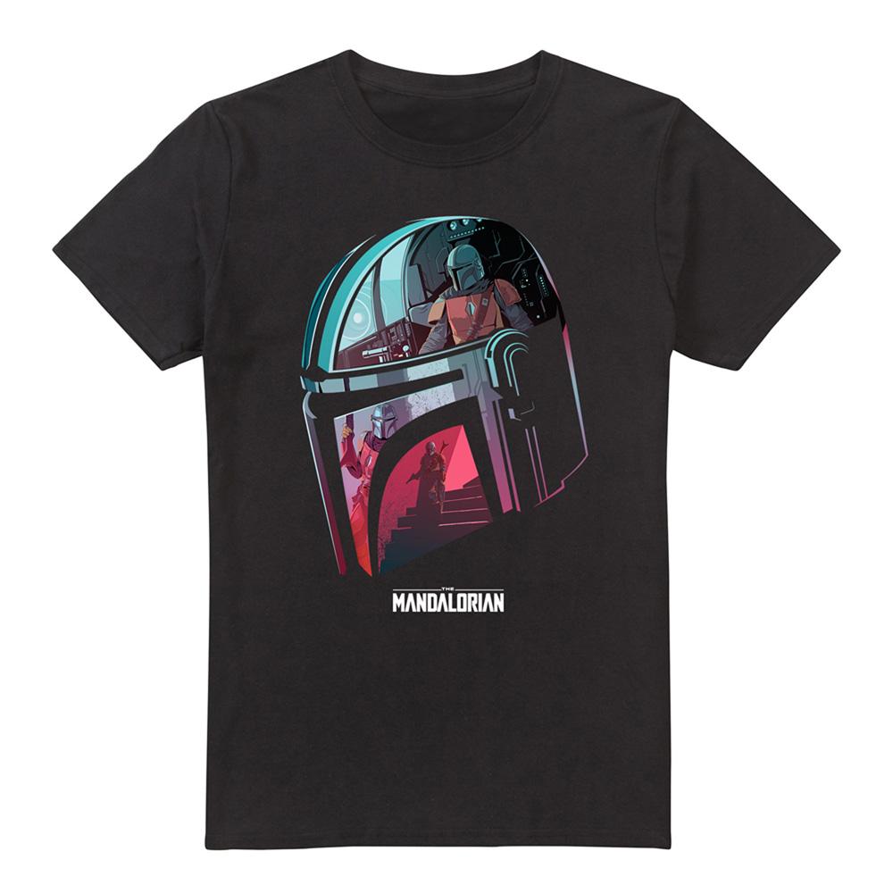 Black - Front - Star Wars The Mandalorian Unisex Adult Helmet T-Shirt