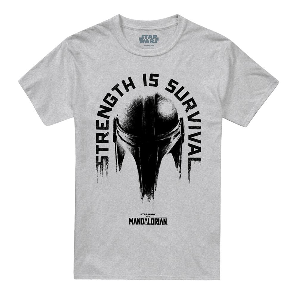 Athletic Heather - Front - Star Wars The Mandalorian Unisex Adult Strength Is Survival T-Shirt