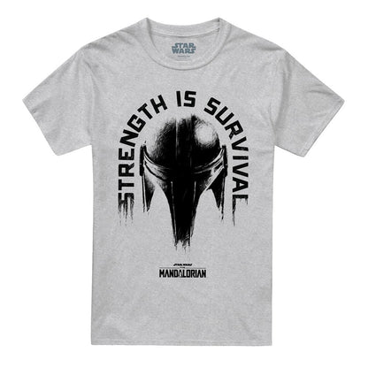 Athletic Heather - Front - Star Wars The Mandalorian Unisex Adult Strength Is Survival T-Shirt