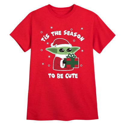 Red - Front - Star Wars: The Mandalorian Childrens-Kids Tis The Christmas Season Grogu T-Shirt