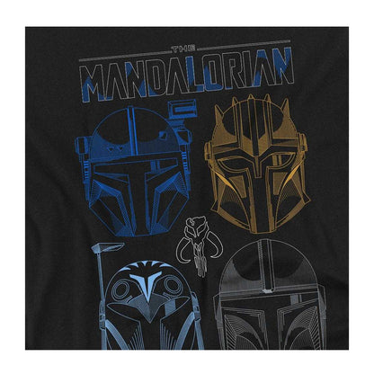 Black - Side - Star Wars The Mandalorian Unisex Adult Helmet Logo T-Shirt