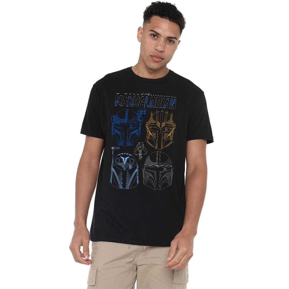 Black - Lifestyle - Star Wars The Mandalorian Unisex Adult Helmet Logo T-Shirt