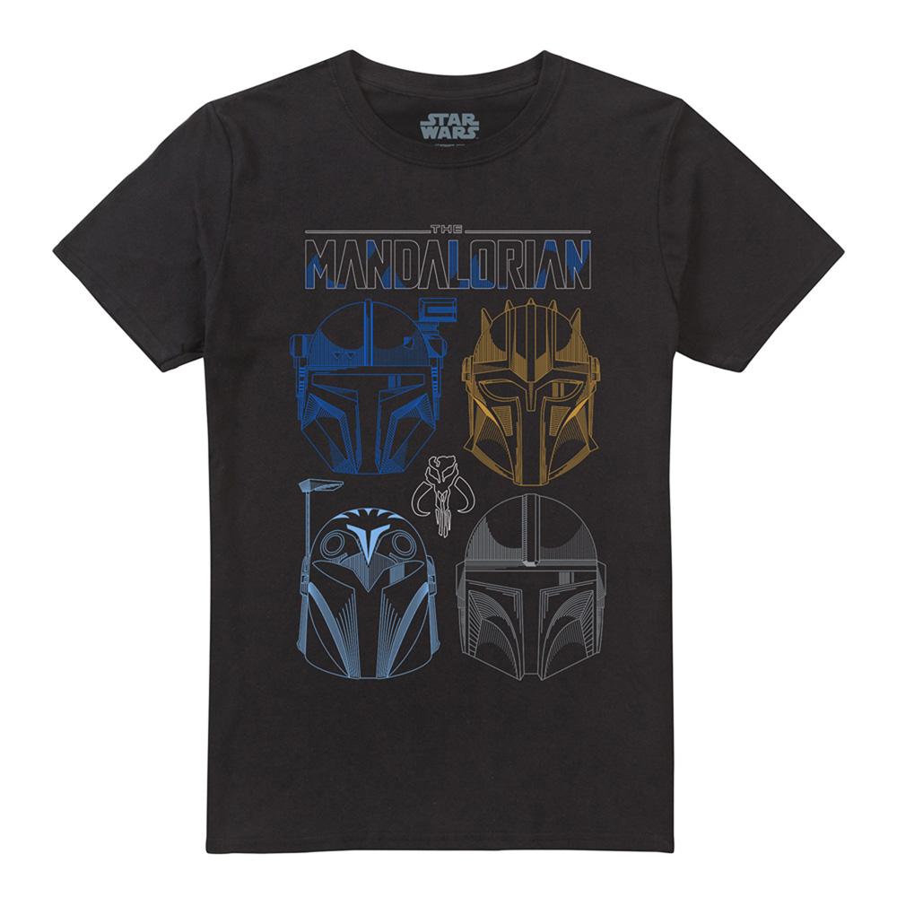 Black - Front - Star Wars The Mandalorian Unisex Adult Helmet Logo T-Shirt