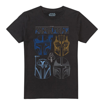 Black - Front - Star Wars The Mandalorian Unisex Adult Helmet Logo T-Shirt