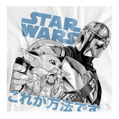 White - Side - Star Wars The Mandalorian Unisex Adult Grogu And Mando Manga T-Shirt