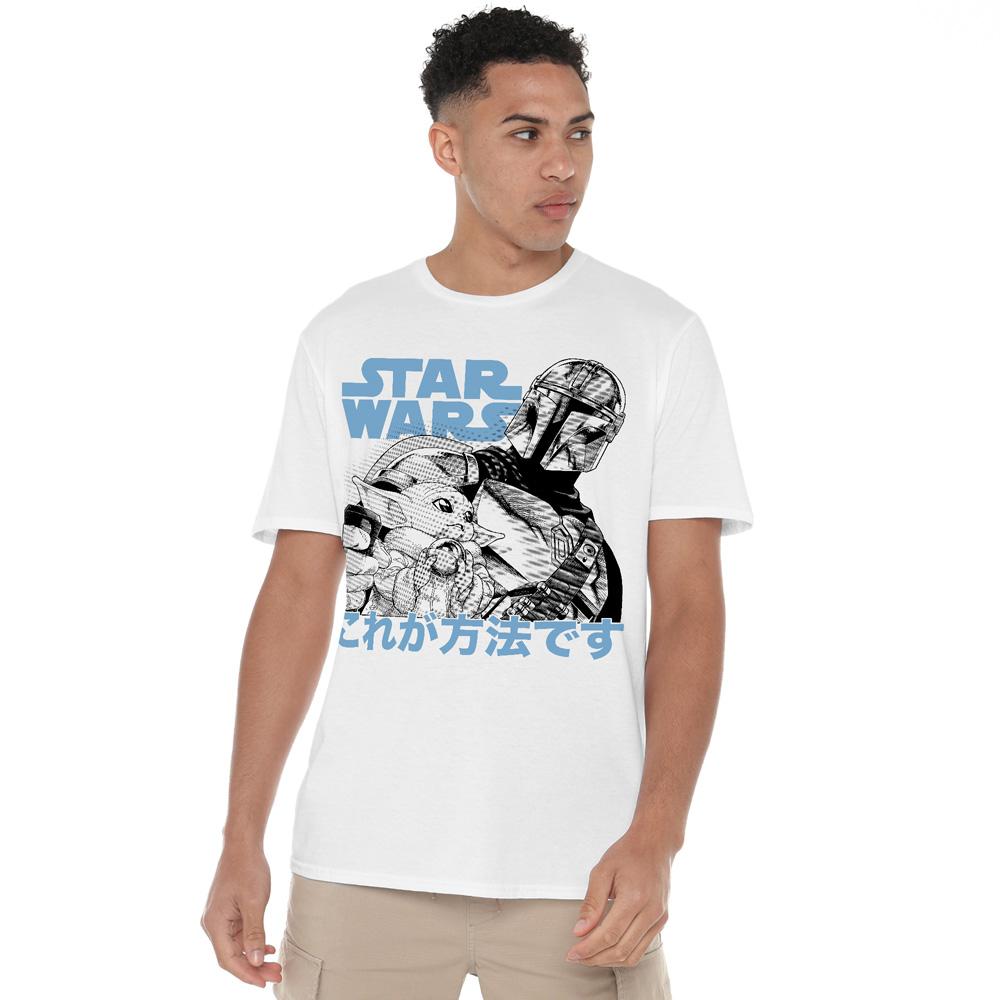 White - Lifestyle - Star Wars The Mandalorian Unisex Adult Grogu And Mando Manga T-Shirt