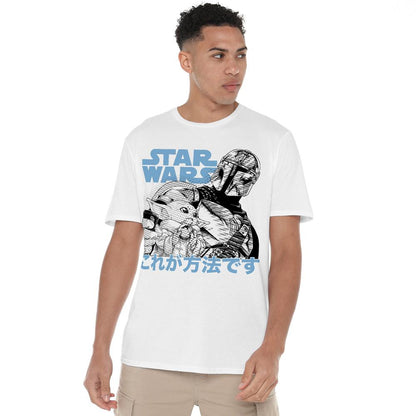 White - Lifestyle - Star Wars The Mandalorian Unisex Adult Grogu And Mando Manga T-Shirt