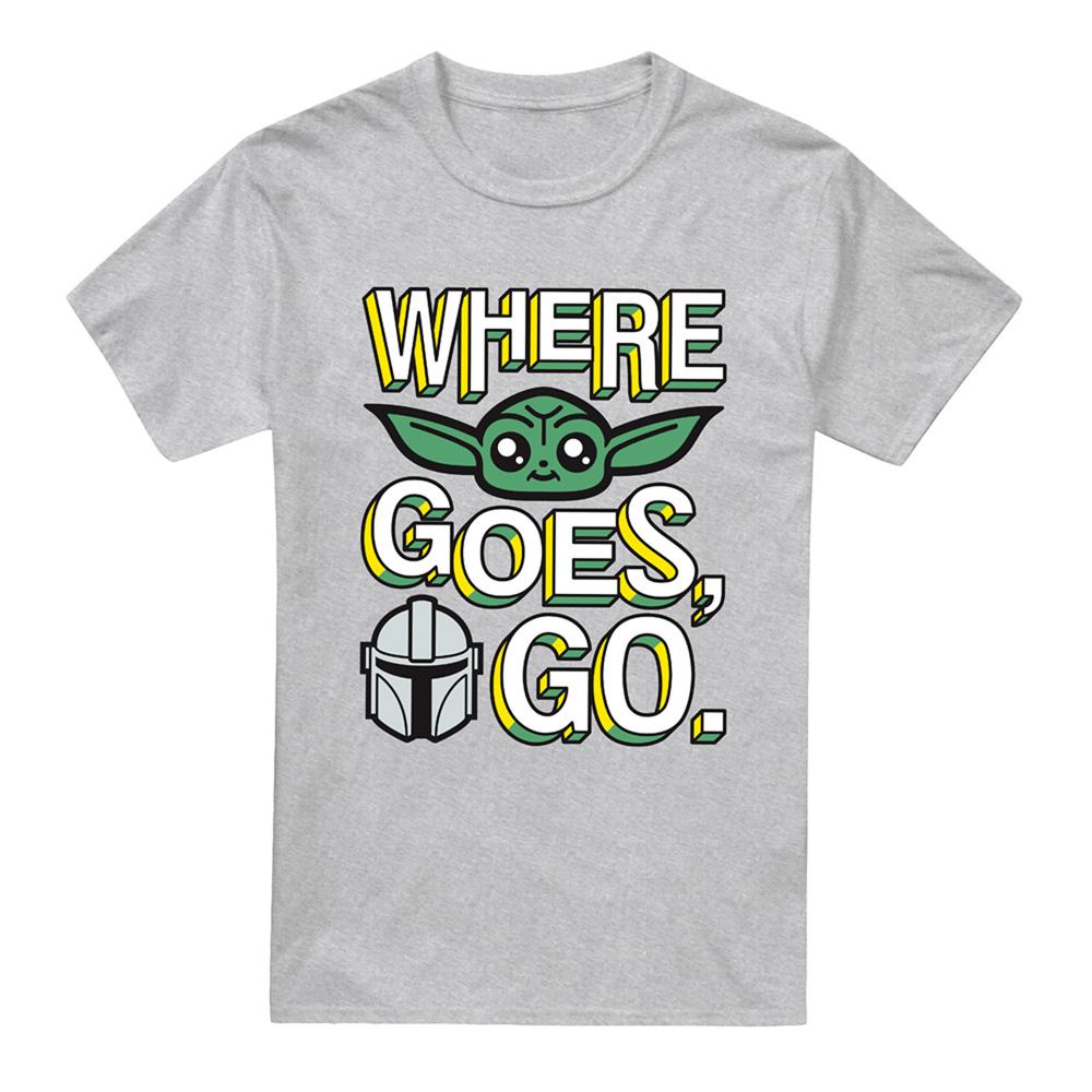 Athletic Heather - Front - Star Wars The Mandalorian Unisex Adult Where Grogu Goes T-Shirt