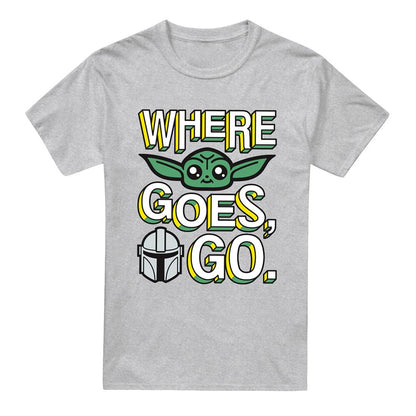 Athletic Heather - Front - Star Wars The Mandalorian Unisex Adult Where Grogu Goes T-Shirt