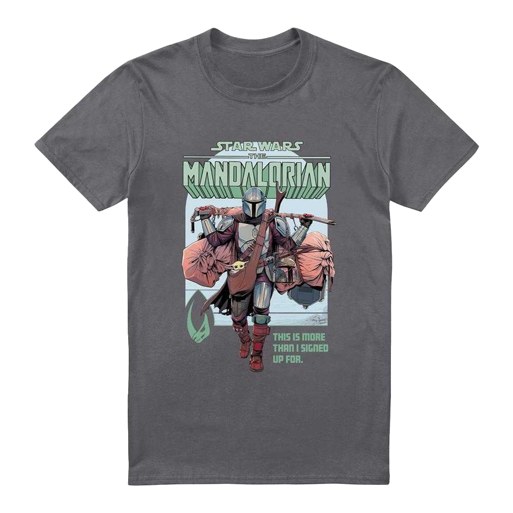 Charcoal - Front - Star Wars The Mandalorian Unisex Adult Signed Up For T-Shirt