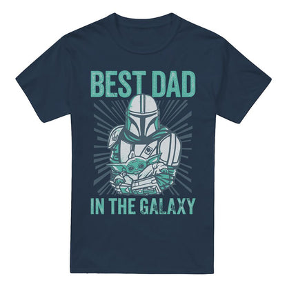 Navy - Front - Star Wars The Mandalorian Unisex Adult Best Dad In The Galaxy T-Shirt