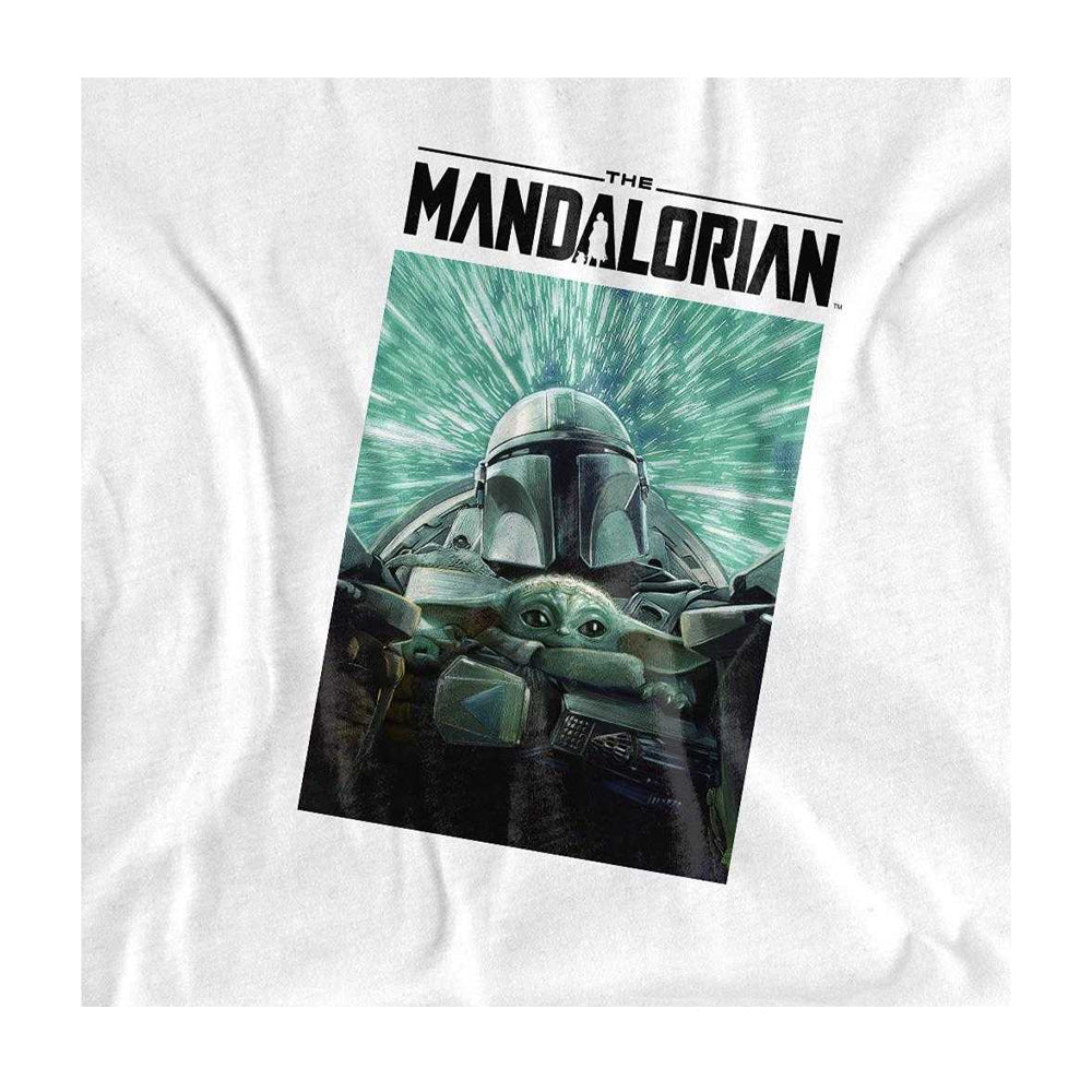 White - Side - Star Wars The Mandalorian Unisex Adult Hyperspeed T-Shirt