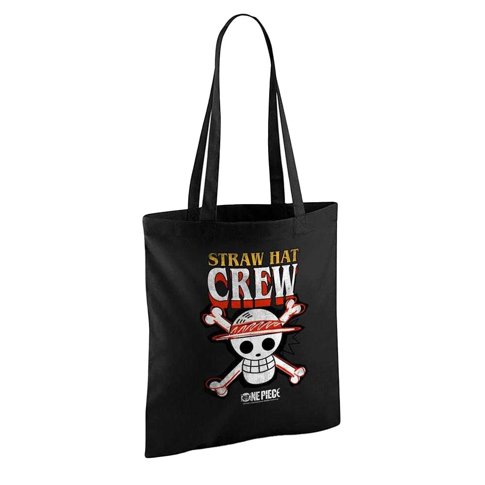 Black - Back - One Piece Straw Hat Logo Tote Bag