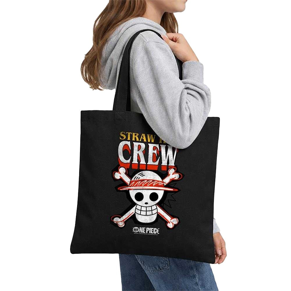 Black - Lifestyle - One Piece Straw Hat Logo Tote Bag
