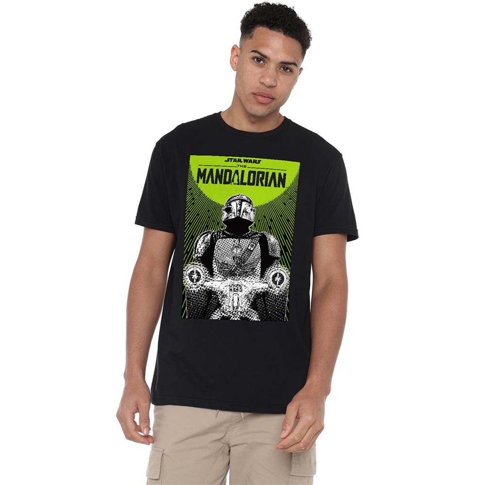 Black - Back - Star Wars: The Mandalorian Unisex Adult Razor Crest Poster T-Shirt
