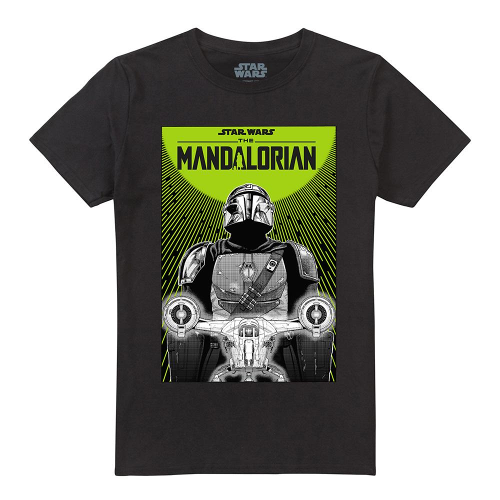 Black - Front - Star Wars: The Mandalorian Unisex Adult Razor Crest Poster T-Shirt