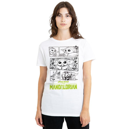 White - Back - Star Wars: The Mandalorian Womens-Ladies Grogu Manga T-Shirt