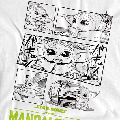 White - Side - Star Wars: The Mandalorian Womens-Ladies Grogu Manga T-Shirt