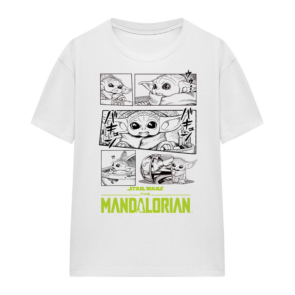 White - Front - Star Wars: The Mandalorian Womens-Ladies Grogu Manga T-Shirt