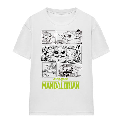 White - Front - Star Wars: The Mandalorian Womens-Ladies Grogu Manga T-Shirt
