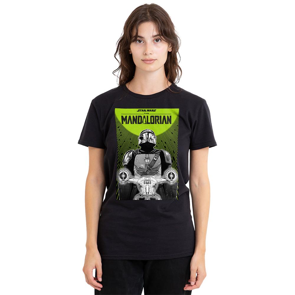 Black - Back - Star Wars: The Mandalorian Womens-Ladies Razor Crest Poster T-Shirt